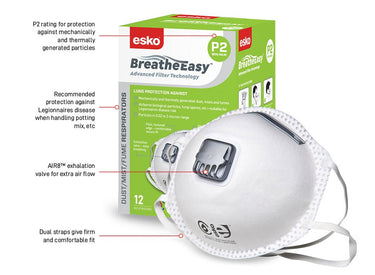 Esko Dust/Mist/Fume Valved P2 Disposable Respirator - box x12 - Kiwi Workgear
